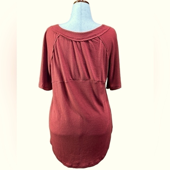 Heyson Women’s Top Waffle Texture Rust 3-Botton S. Sleeve Hi-Lo Size-L NWT - Picture 3 of 12
